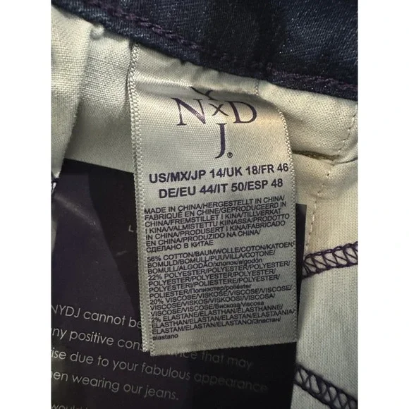 NWT NYDJ Alina Skinny Legging Blue Denim Stretch Echo Valley Medium Wash Size 14 - Picture 8 of 14